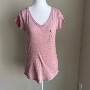 Poof womens pink variegated V- neck teeshirt